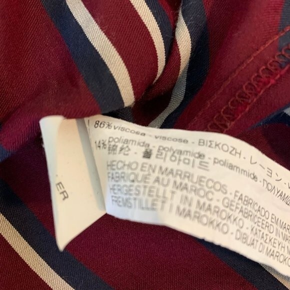 Zara Trafaluc burgundy blouse  Striped Long Sleeve Wrap Hi/Lo top size XS - Picture 10 of 10